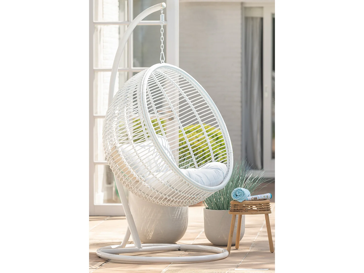 Fauteuil Suspendu Rond "Aciera" 193cm Blanc