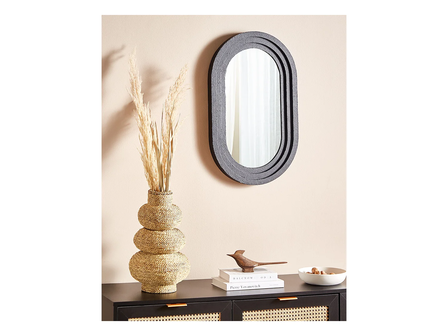 Wandspiegel MASSILLY 43 cm 69 cm Zwart