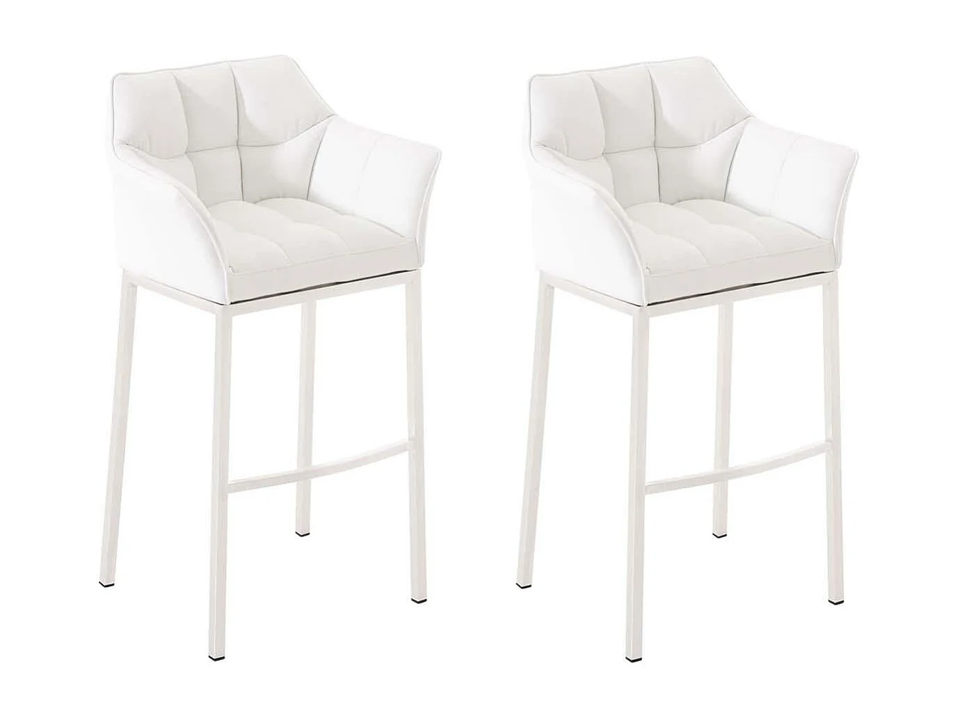 Lot de 2  Tabouret de bar - Similicuir & Blanc - Blanc - DAMASO