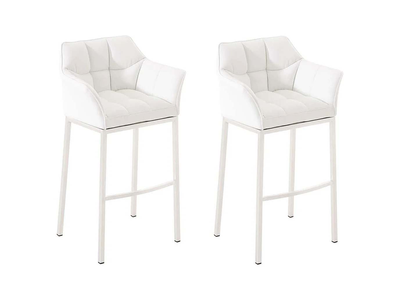 Lot de 2  Tabouret de bar - Similicuir & Blanc - Blanc - DAMASO