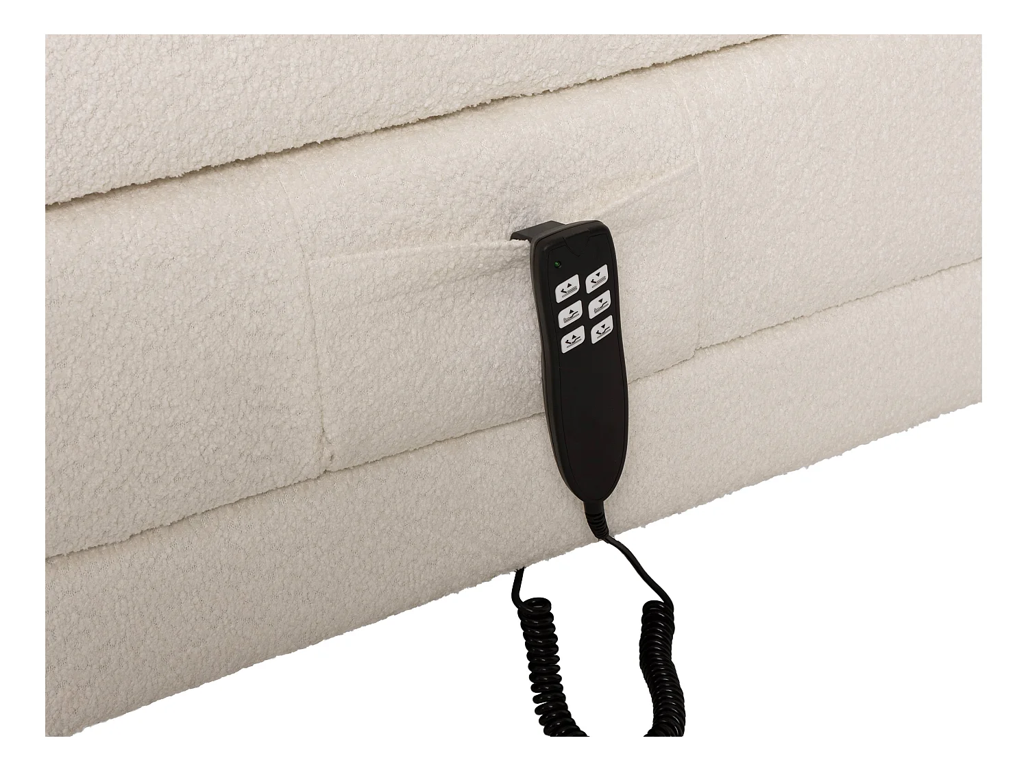 Conjunto completo boxspring con cabecero + somieres eléctricos reclinable + colchón + sobrecolchón - 2 x 80 x 200 cm - Tela rizada - Beige - OMILA de PALACIO