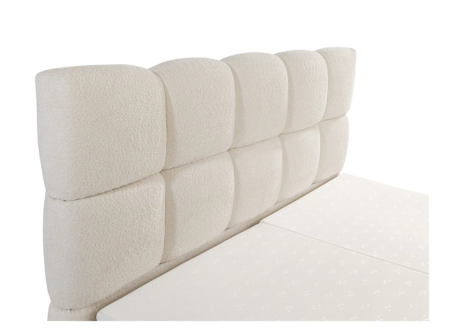 Conjunto completo boxspring con cabecero + somieres eléctricos reclinable + colchón + sobrecolchón - 2 x 80 x 200 cm - Tela rizada - Beige - OMILA de PALACIO