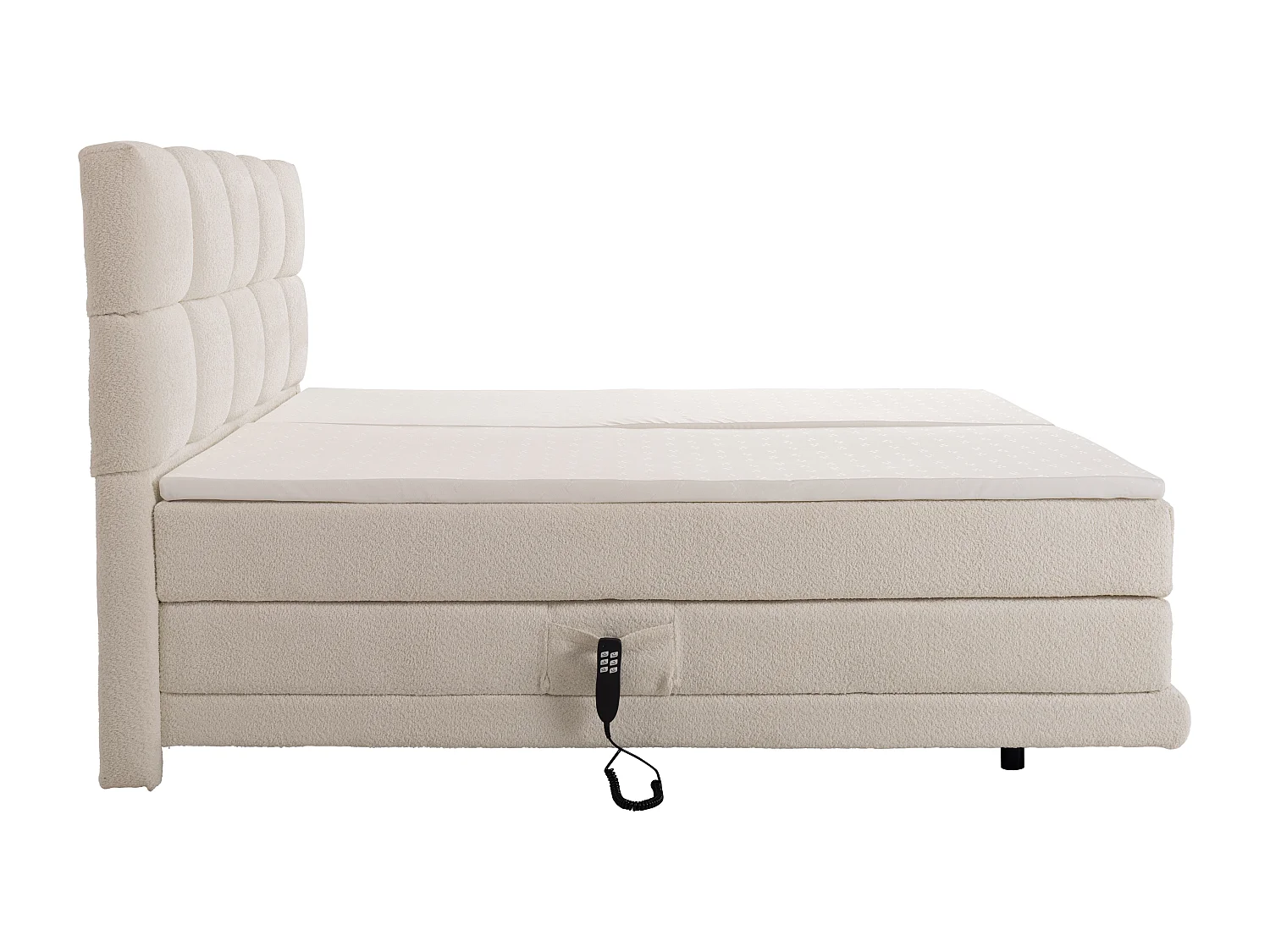 Set compl. boxspring testata+Rete relax elet.+Mater.+topper 2x80x200 Tess. bouclette Beige - OMILA di PALACIO