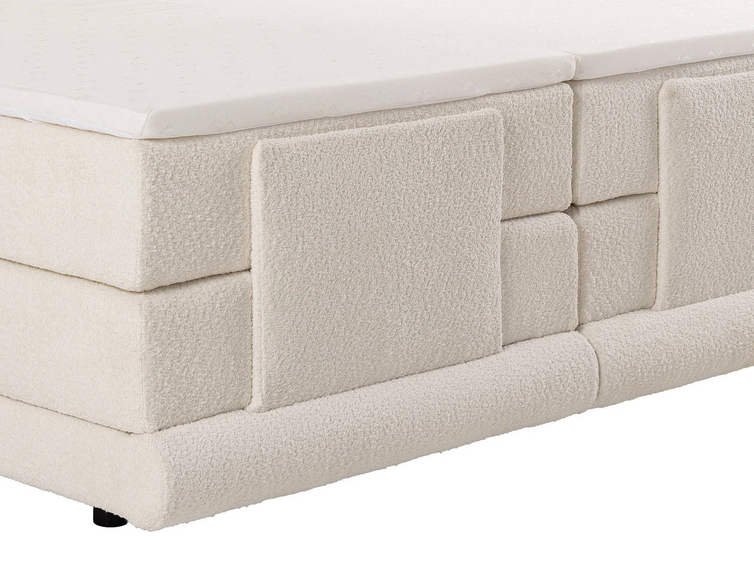 Set compl. boxspring testata+Rete relax elet.+Mater.+topper 2x90x200 Tess. bouclette Beige - OMILA di PALACIO