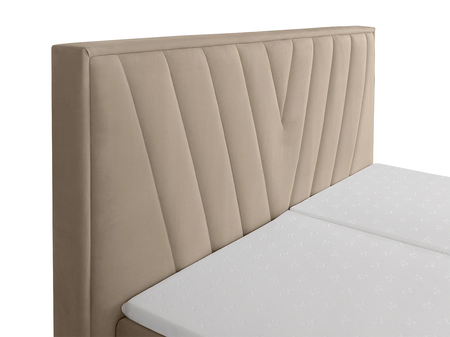 Ensemble complet boxspring tête de lit + sommiers relaxation électrique + matelas + surmatelas - 2 x 80 x 200 cm - Velours - Beige - LUMONI de YSMÉE