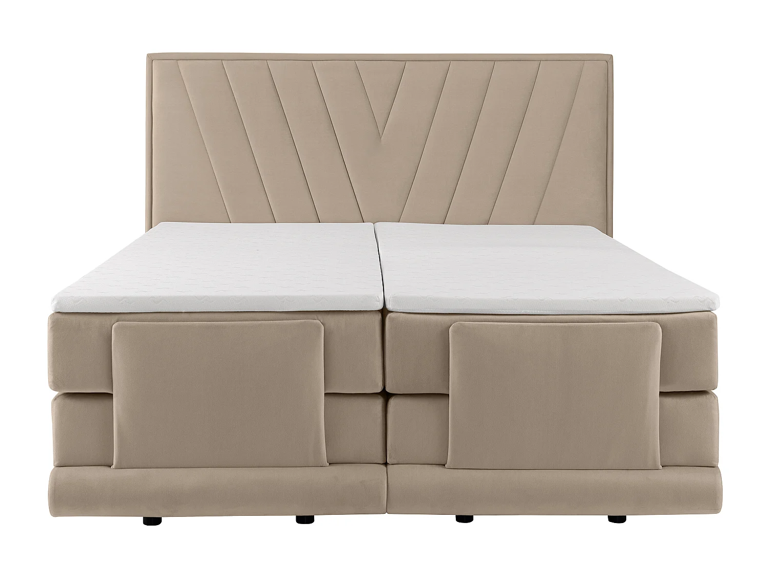 Set completo boxspring testata + Rete relax elet. + Mater. + topper 2x90x200cm Velluto Beige - LUMONI di YSMÉE
