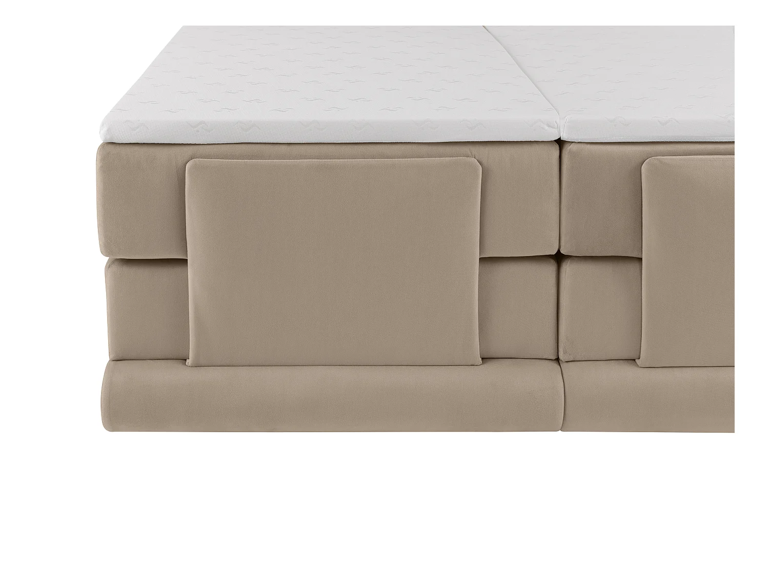Set completo boxspring testata + Rete relax elet. + Mater. + topper 2x90x200cm Velluto Beige - LUMONI di YSMÉE