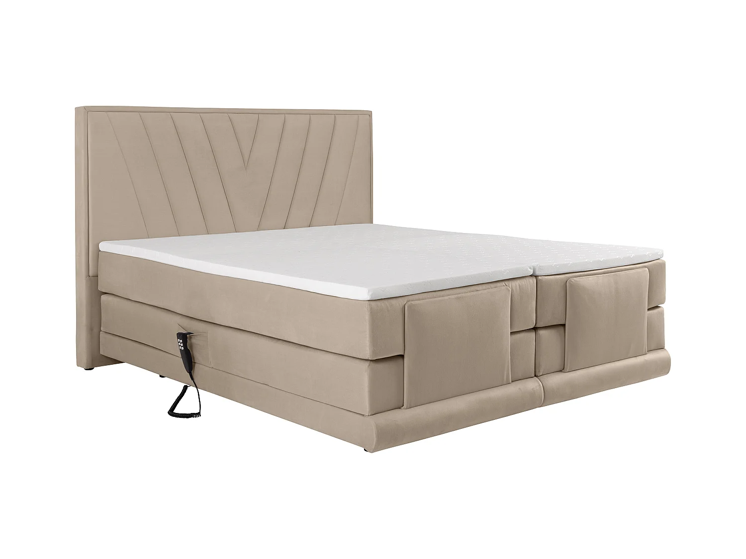 Set completo boxspring testata + Rete relax elet. + Mater. + topper 2x90x200cm Velluto Beige - LUMONI di YSMÉE