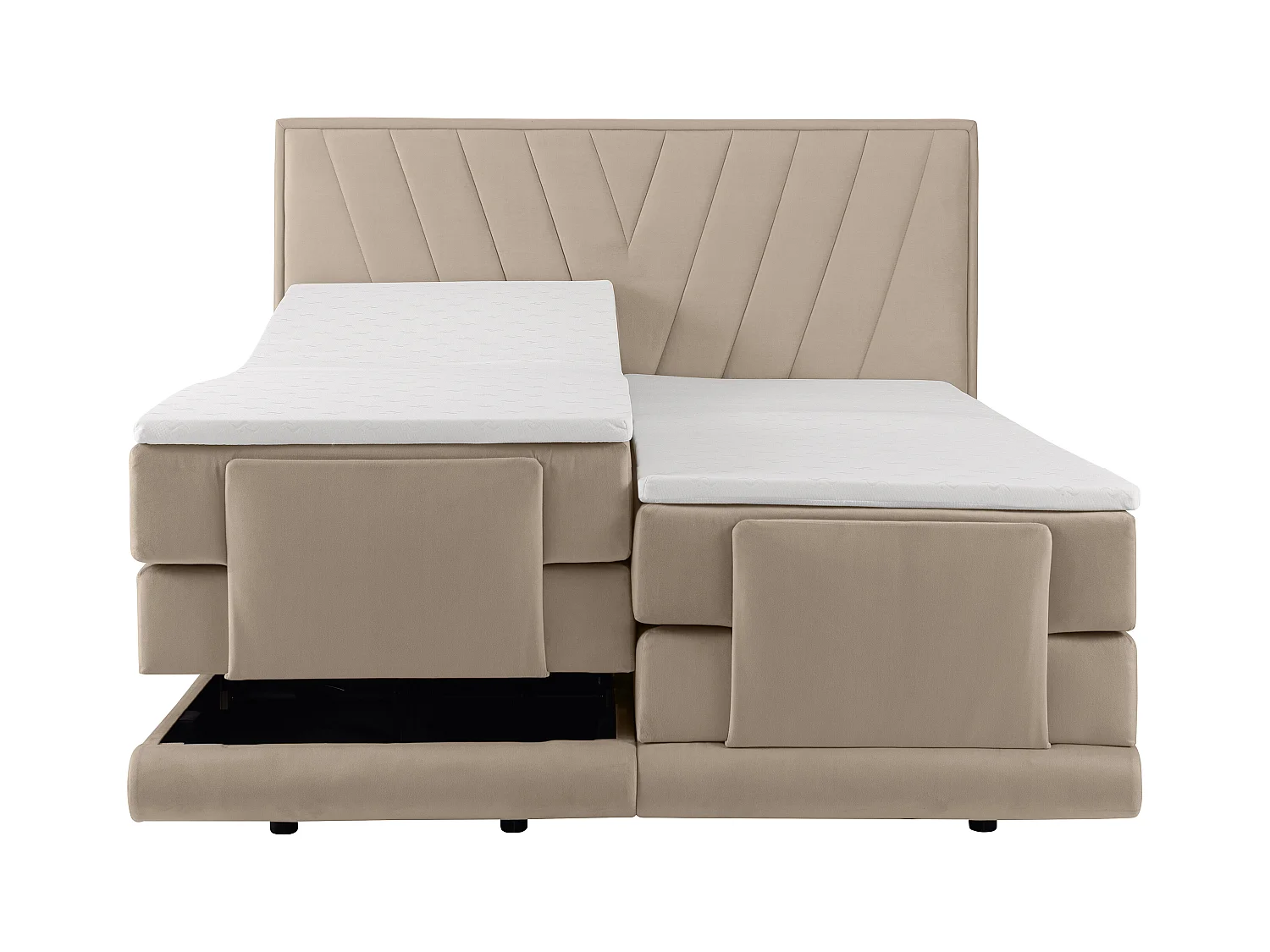 Set completo boxspring testata + Rete relax elet. + Mater. + topper 2x90x200cm Velluto Beige - LUMONI di YSMÉE