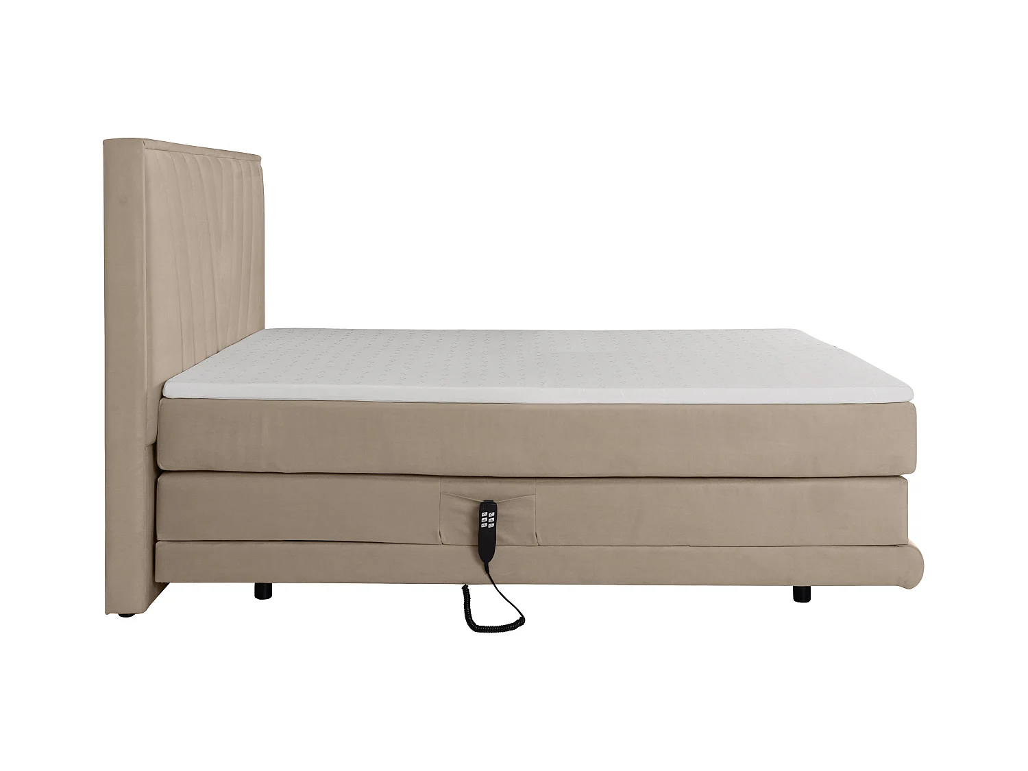 Set completo boxspring testata + Rete relax elet. + Mater. + topper 2x90x200cm Velluto Beige - LUMONI di YSMÉE