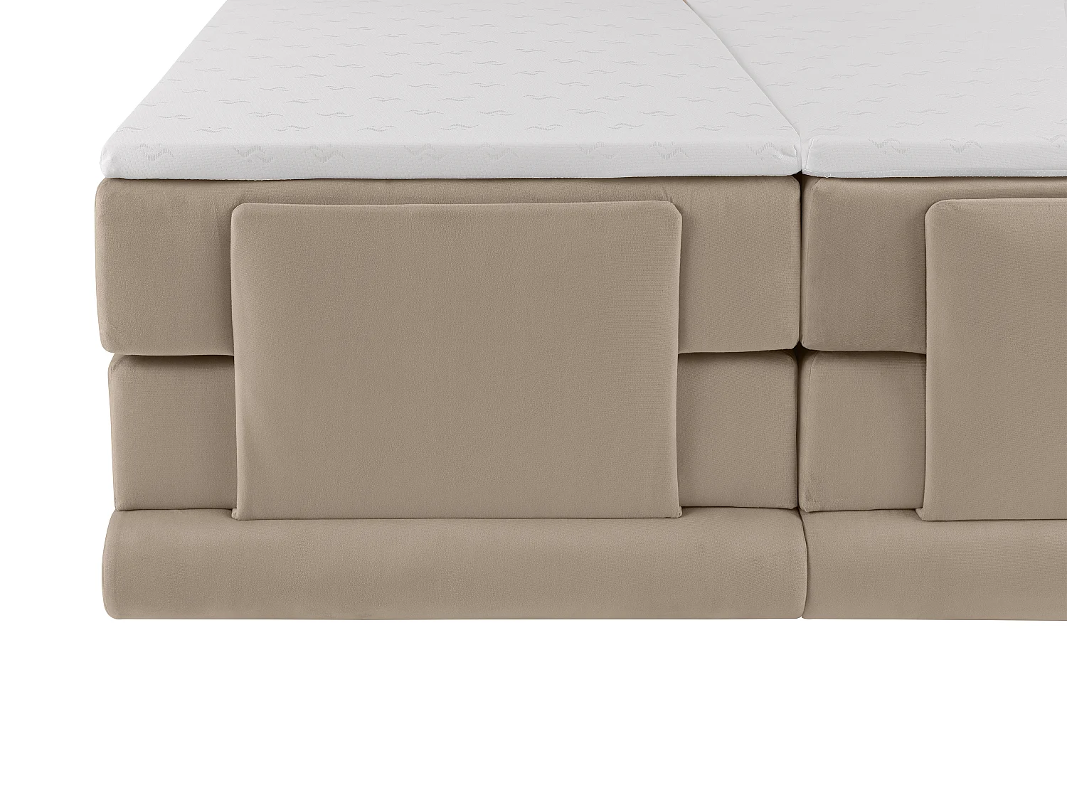 Boxspringbett mit Bett-Kopfteil + elektrisch verstellbare Lattenroste + Matratzen + Topper - 2 x 90 x 200 cm - Samt - Beige - LUMONI von YSMÉE