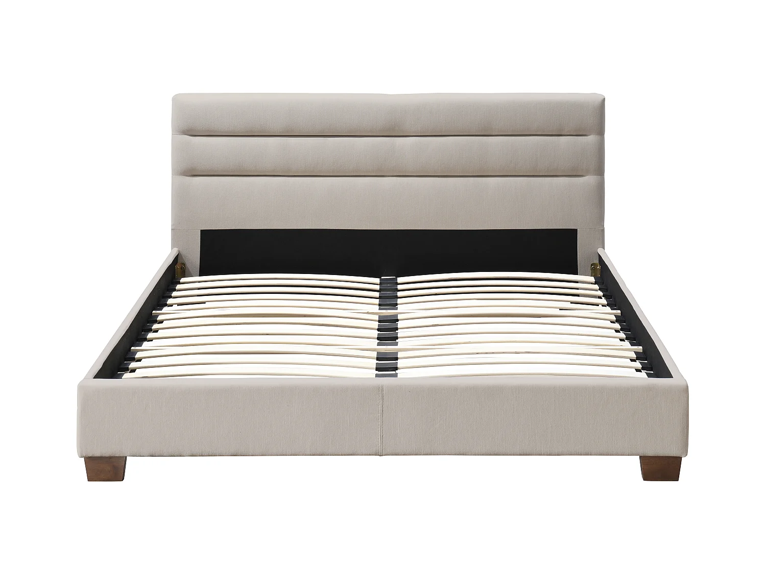 Lit 160 x 200 cm - Tissu - Beige + Matelas - FAUSTIN