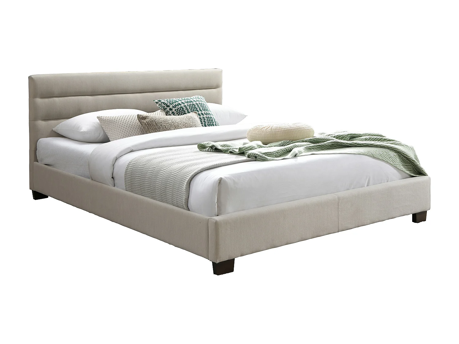 Bed 180 x 200 cm - Stof - Beige + matras - FAUSTIN