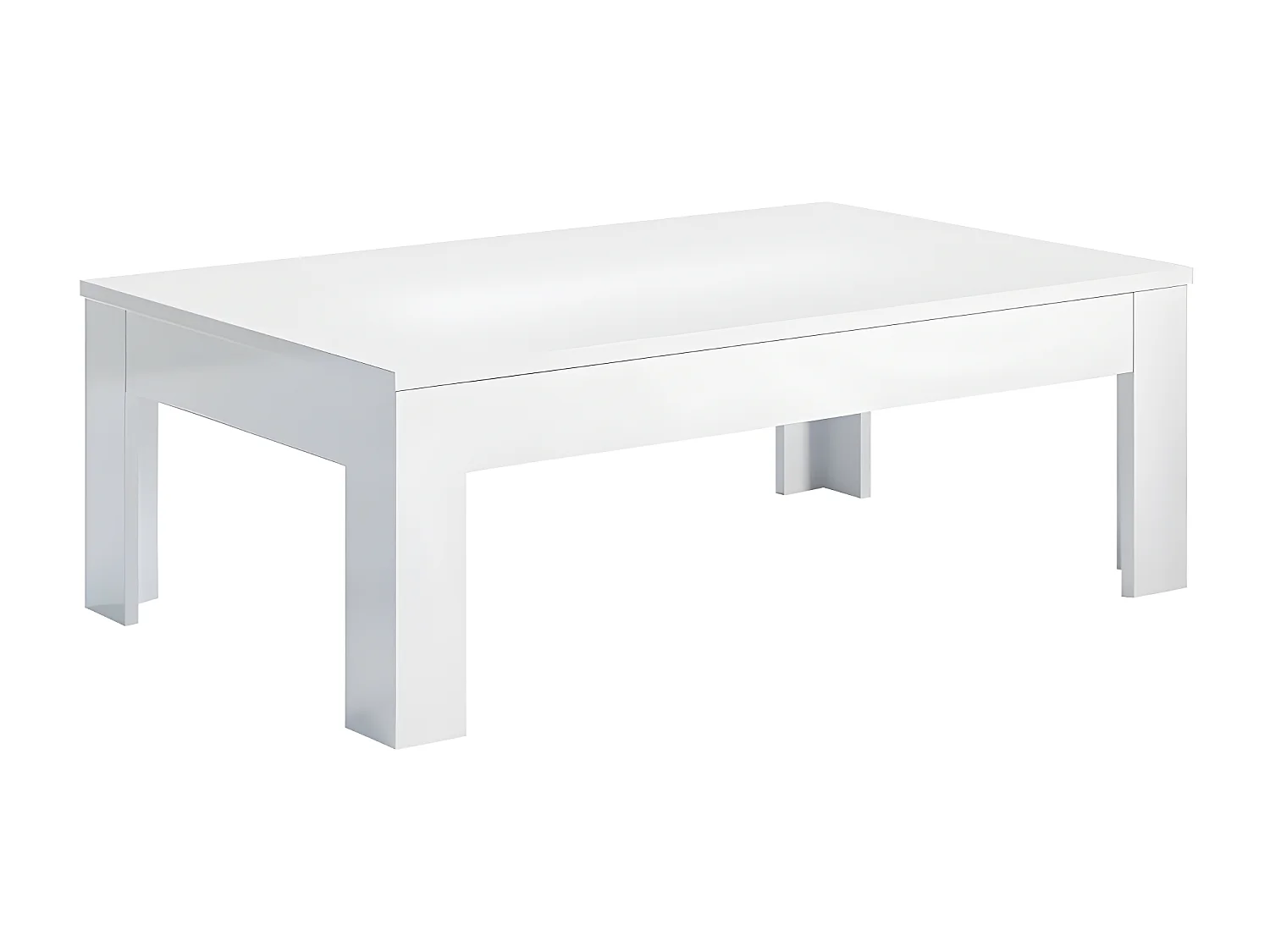 Table basse Blanc/Blanc laqué - REVE - L 130 x l 43 x H 70 cm