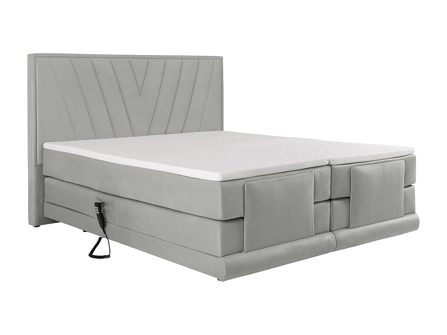 Set completo boxspring testata+Rete relax elet.+Mater.+topper 2x80x200cm Velluto Grigio - LUMONI di YSMÉE