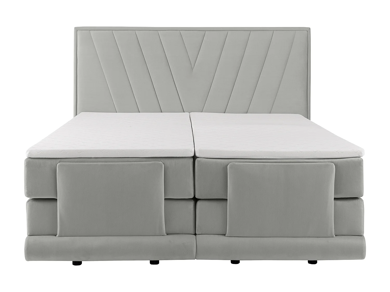 Set completo boxspring testata+Rete relax elet.+Mater.+topper 2x80x200cm Velluto Grigio - LUMONI di YSMÉE