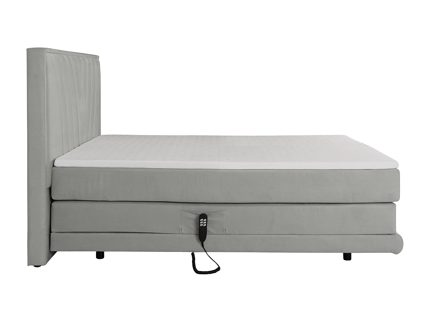 Set completo boxspring testata+Rete relax elet.+Mater.+topper 2x80x200cm Velluto Grigio - LUMONI di YSMÉE