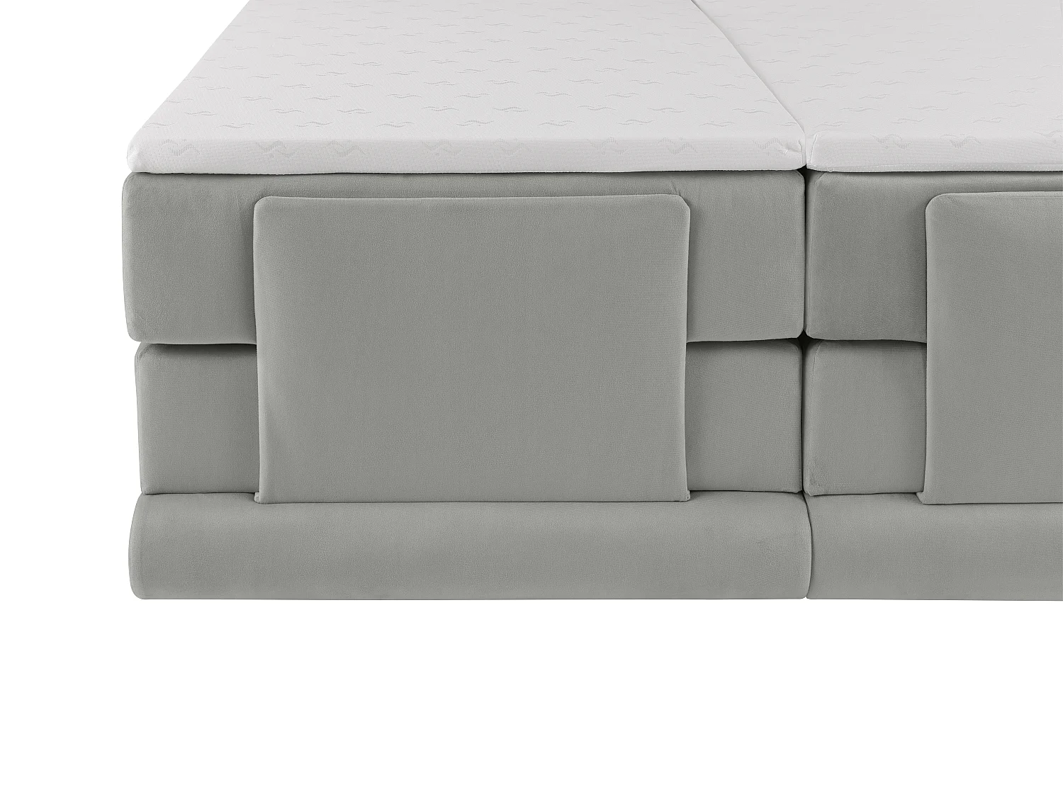 Set completo boxspring testata+Rete relax elet.+Mater.+topper 2x80x200cm Velluto Grigio - LUMONI di YSMÉE