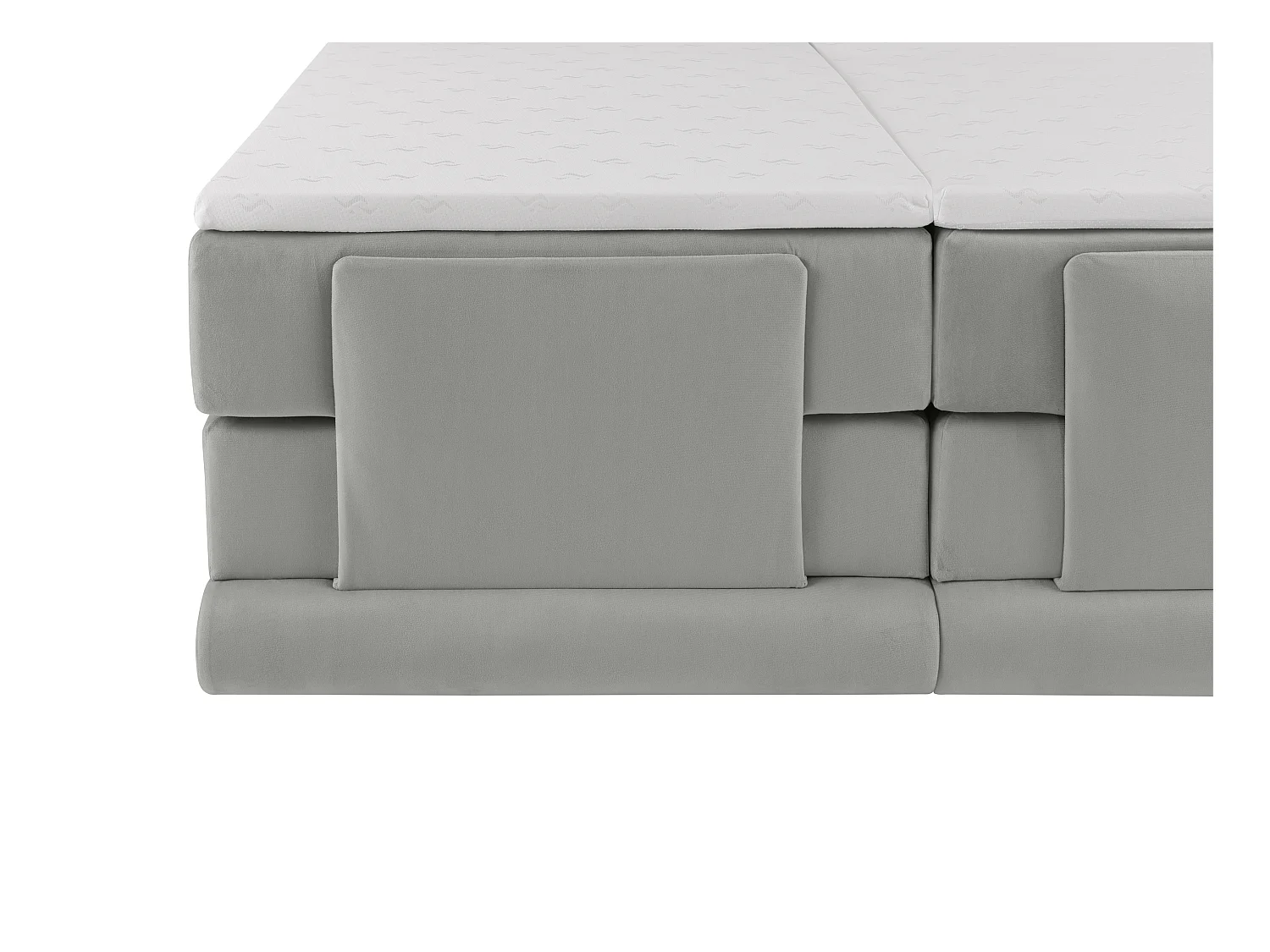 Set completo boxspring testata+Rete relax elet.+Mater.+topper 2x90x200cm Velluto Grigio - LUMONI di YSMÉE