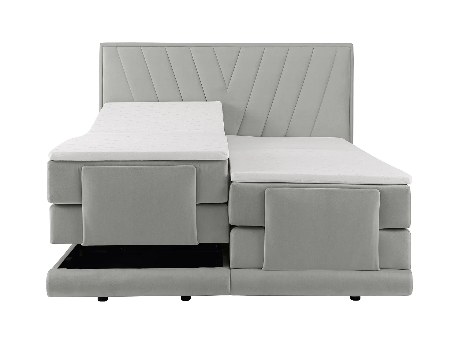 Set completo boxspring testata+Rete relax elet.+Mater.+topper 2x90x200cm Velluto Grigio - LUMONI di YSMÉE