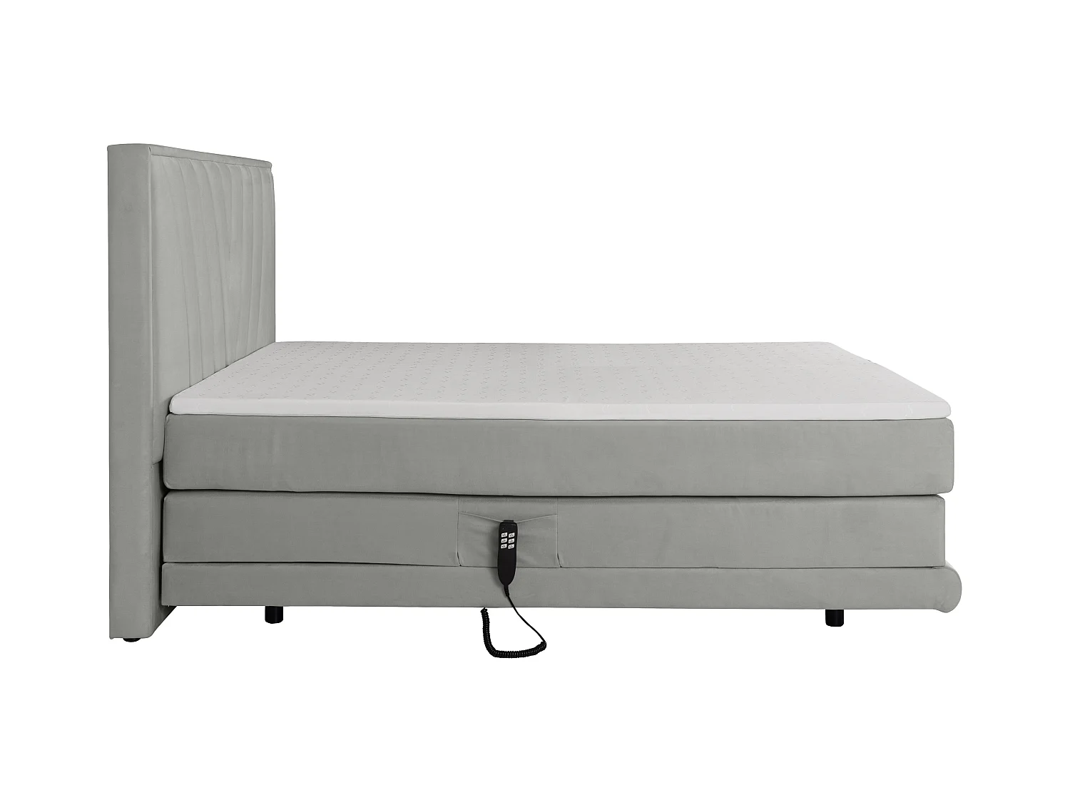 Set completo boxspring testata+Rete relax elet.+Mater.+topper 2x90x200cm Velluto Grigio - LUMONI di YSMÉE