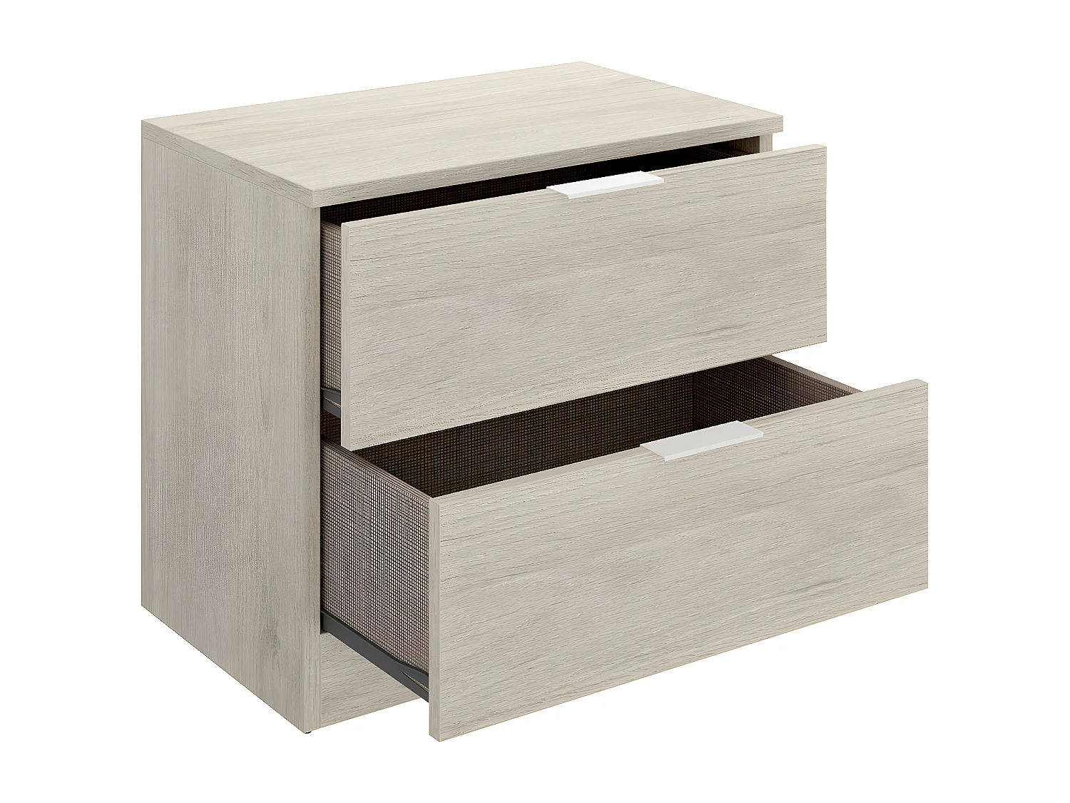 Table de chevet, table de nuit pour enfant en bois avec 2 tiroirs coloris chêne naturel  -  Longueur 50 x Profondeur 34 x Hauteur 46 cm