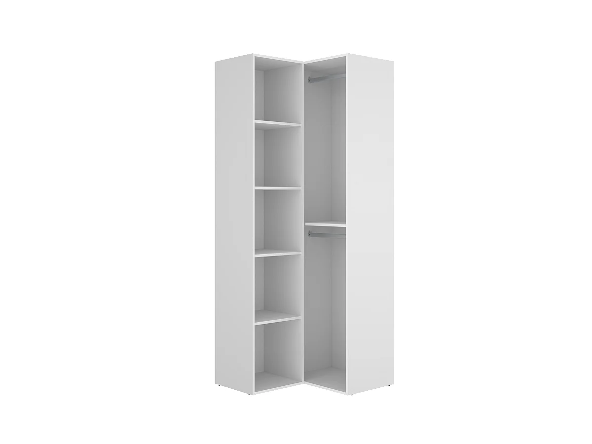 Dressing d'angle et fond d'arrière réversible coloris chêne naturel, blanc  - Longueur 84 x Profondeur 84 x Hauteur 205 cm