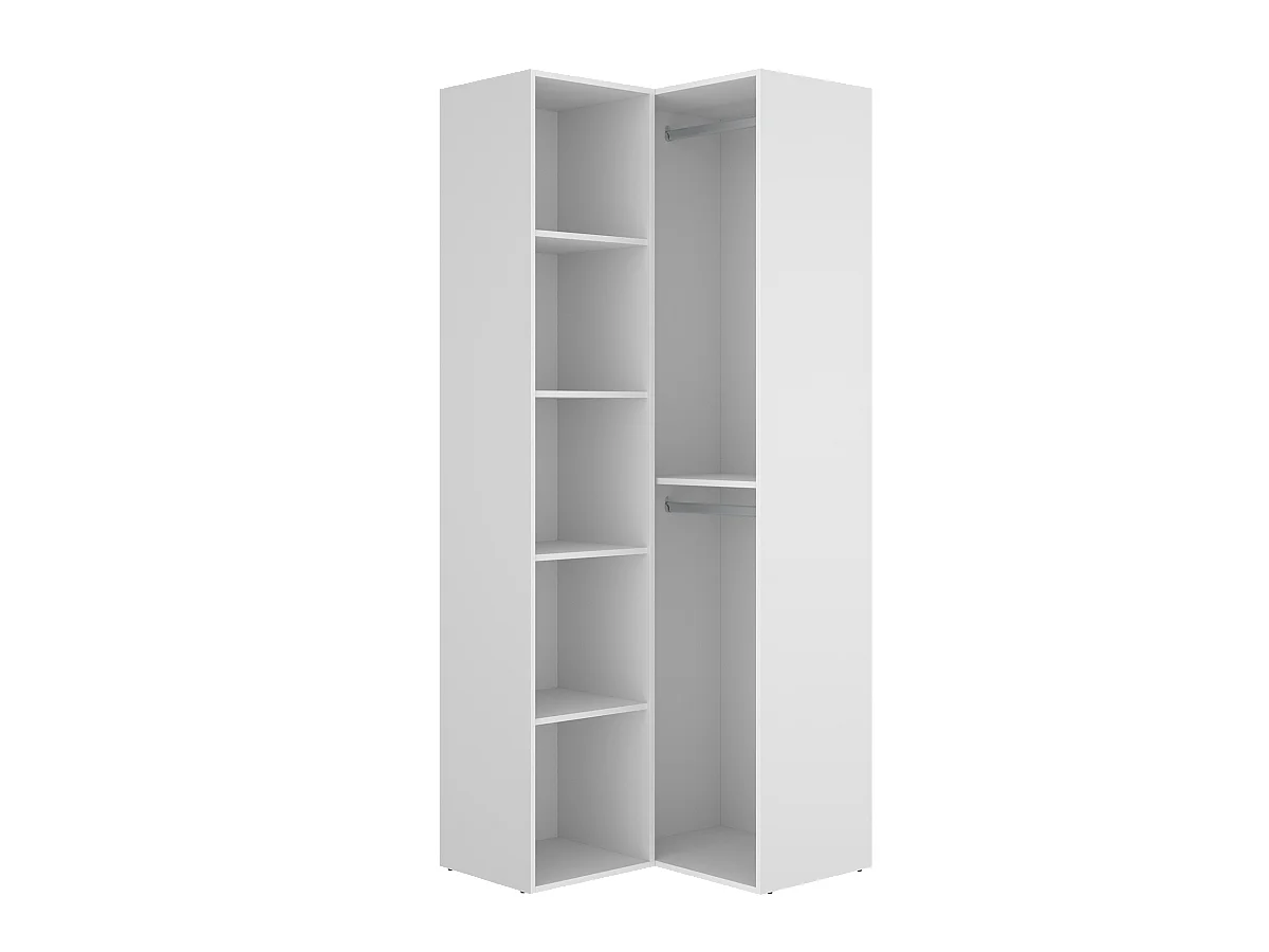 Dressing d'angle et fond d'arrière réversible coloris chêne naturel, blanc  - Longueur 84 x Profondeur 84 x Hauteur 205 cm