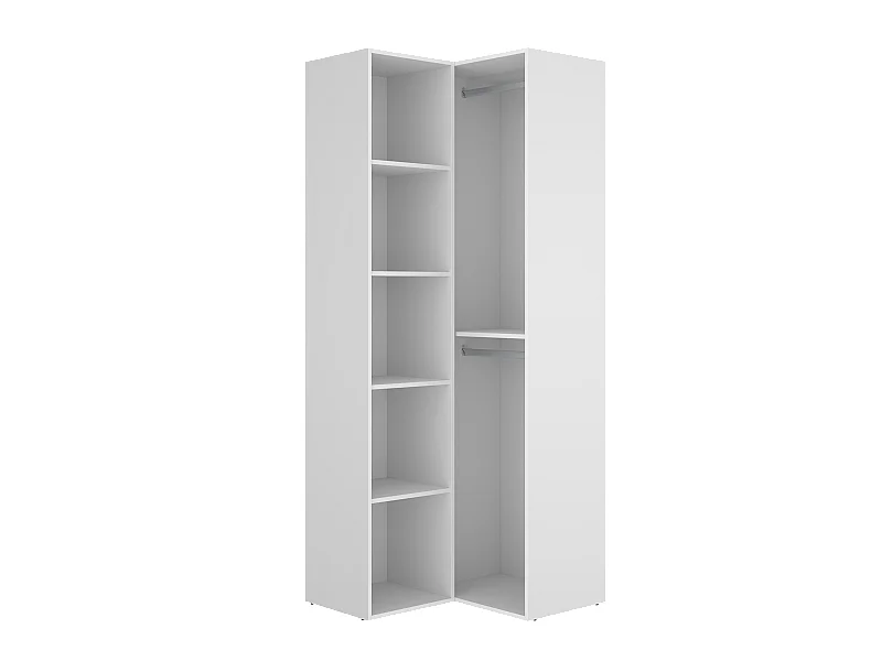 Dressing d'angle et fond d'arrière réversible coloris chêne naturel, blanc  - Longueur 84 x Profondeur 84 x Hauteur 205 cm