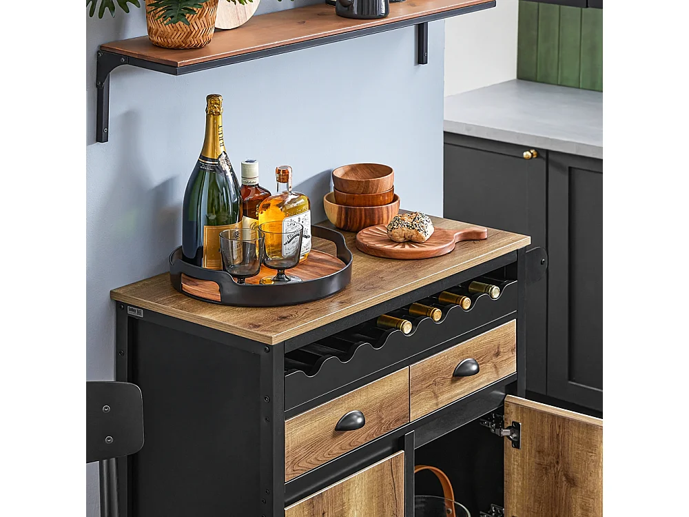 SoBuy Carrello Cucina Con Ruote Credenza Cucina Mobile Cucina Nero 89x40x87cm FKW122-SCH