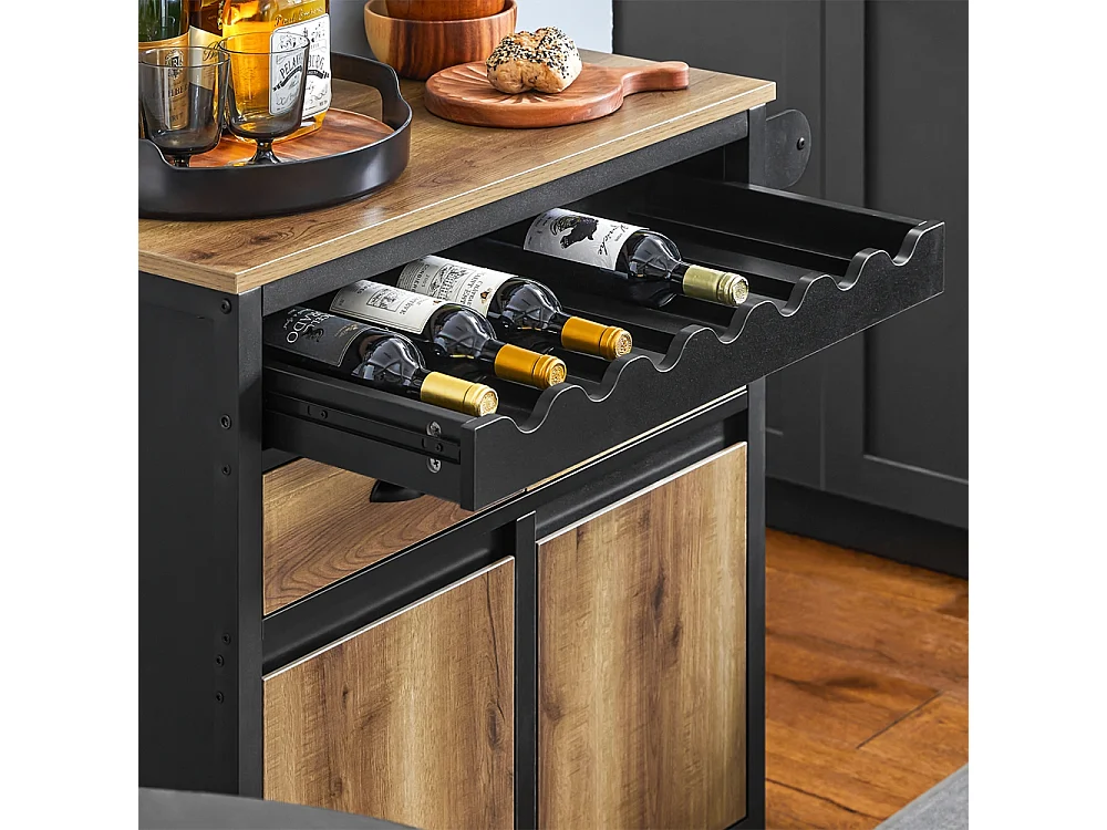 SoBuy Carrello Cucina Con Ruote Credenza Cucina Mobile Cucina Nero 89x40x87cm FKW122-SCH