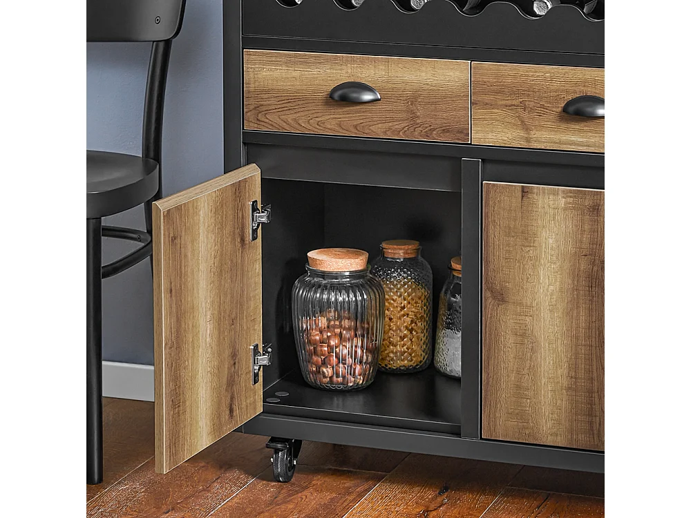 SoBuy Carrello Cucina Con Ruote Credenza Cucina Mobile Cucina Nero 89x40x87cm FKW122-SCH