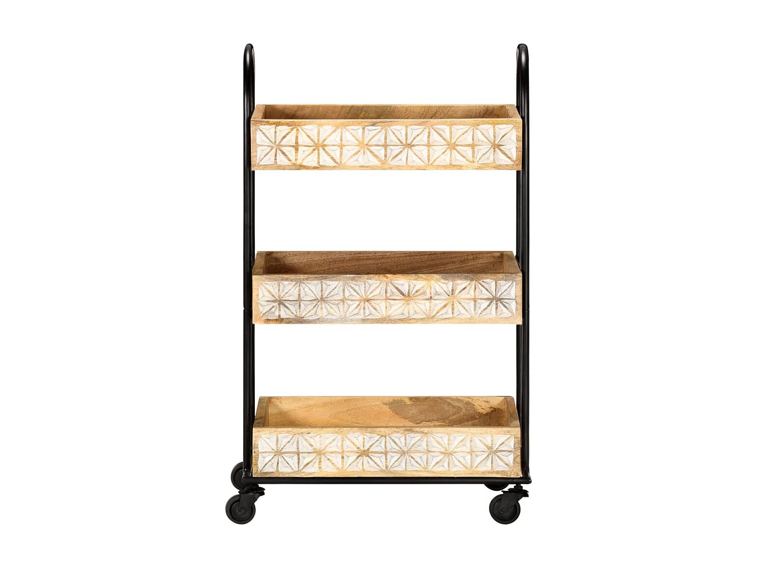 Chariot de cuisine à 3 niveaux 46x30x76 Bois de manguier