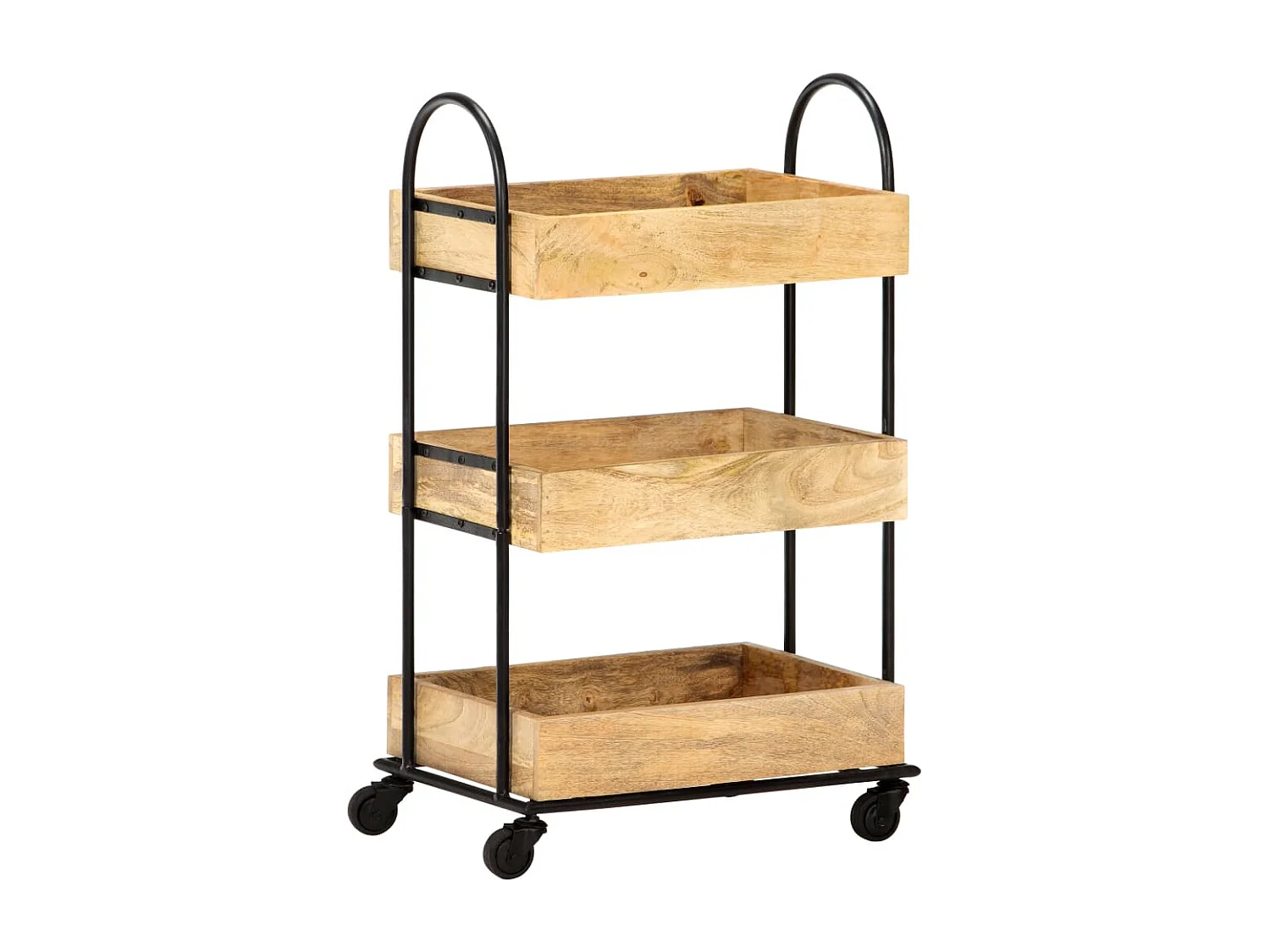Chariot de cuisine à 3 niveaux 46x30x76 Bois de manguier