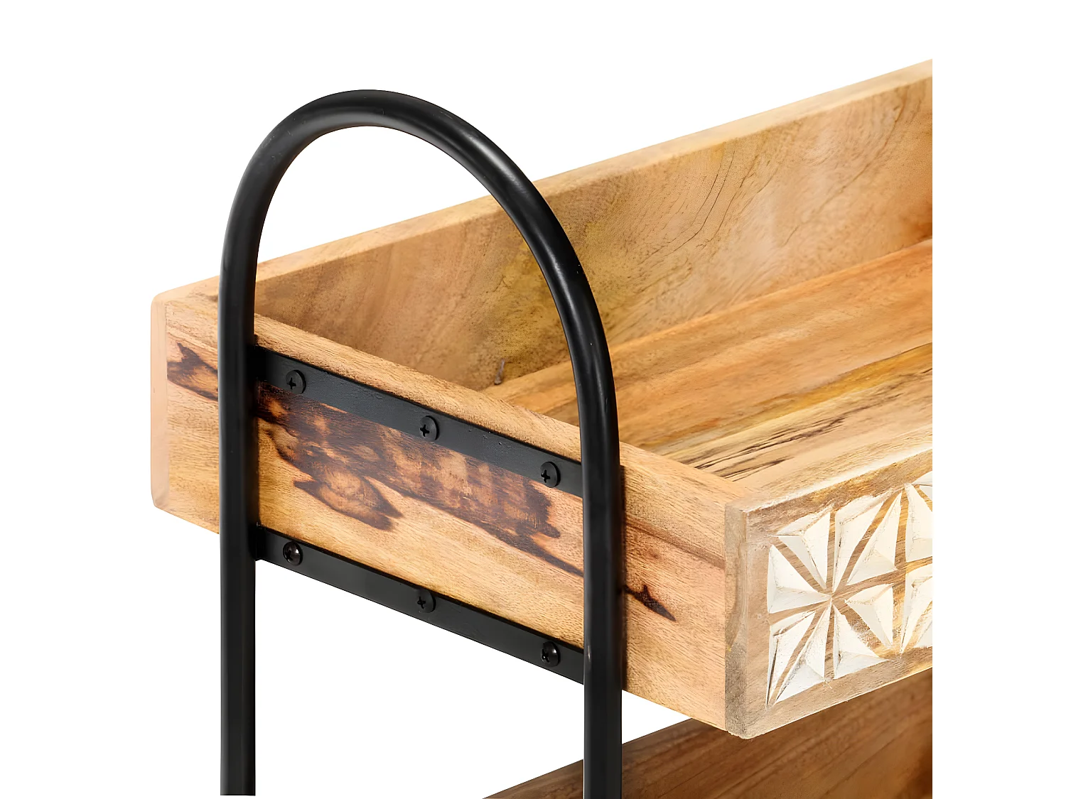 Chariot de cuisine à 3 niveaux 46x30x76 Bois de manguier