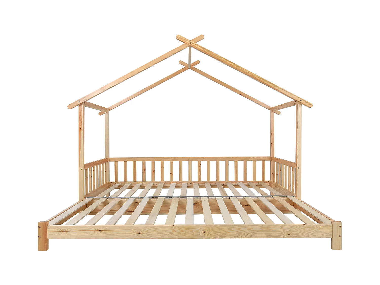 Ausziehbett – Hochbett für Kinder 90(180)x200cm aus Massivholz – Natur