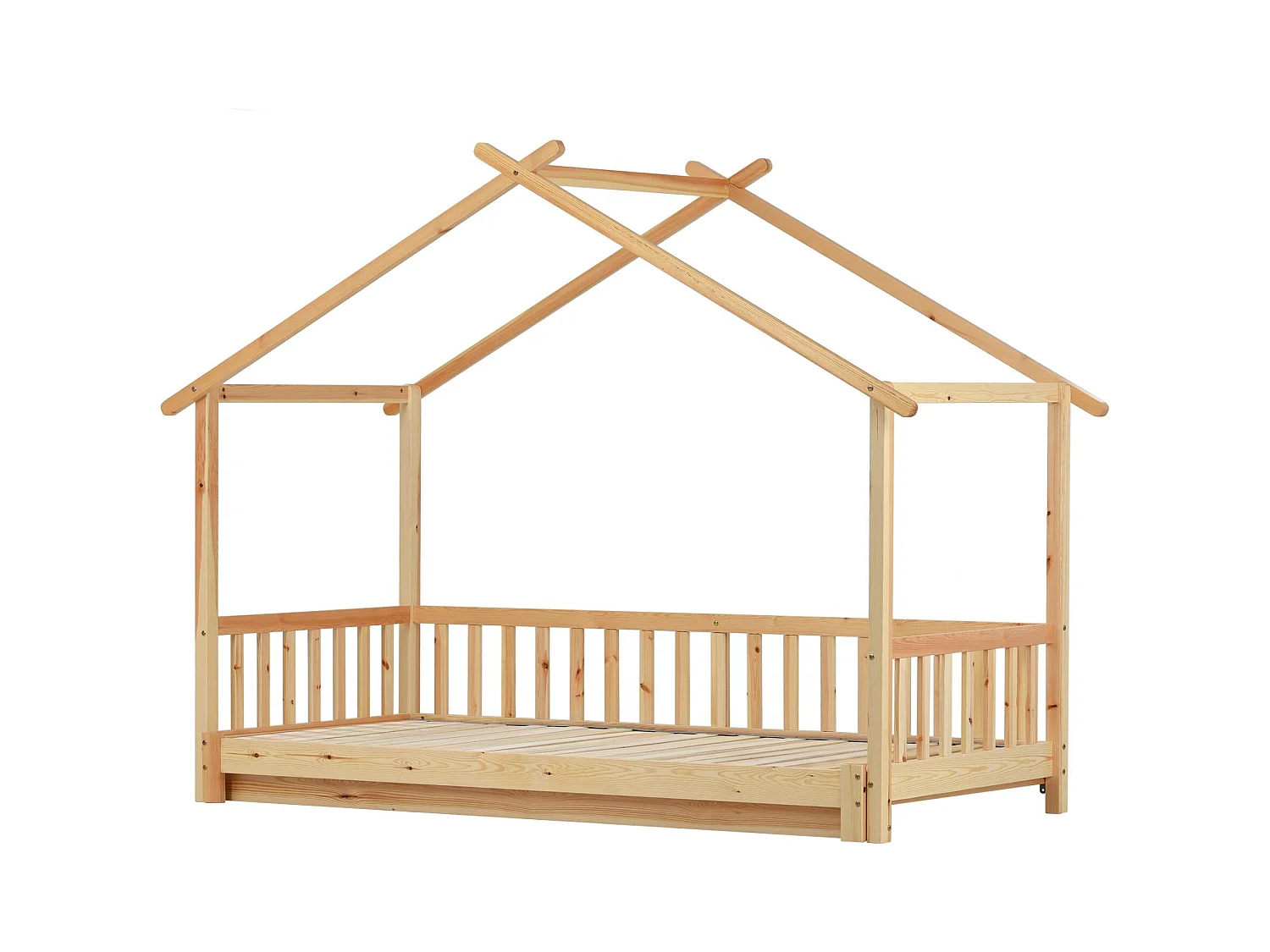 Ausziehbett – Hochbett für Kinder 90(180)x200cm aus Massivholz – Natur