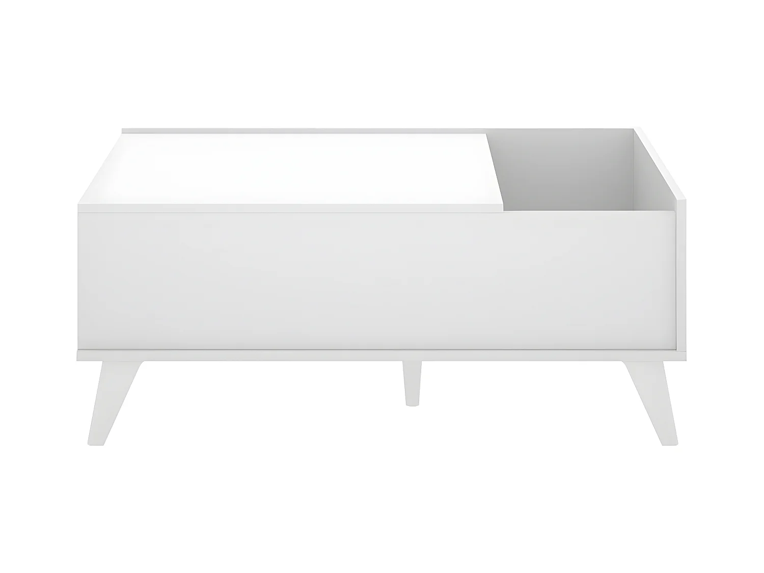 Table basse, table de salon relevable en bois mélaminé coloris blanc - Longueur 99 x Profondeur 60 x Hauteur 41cm