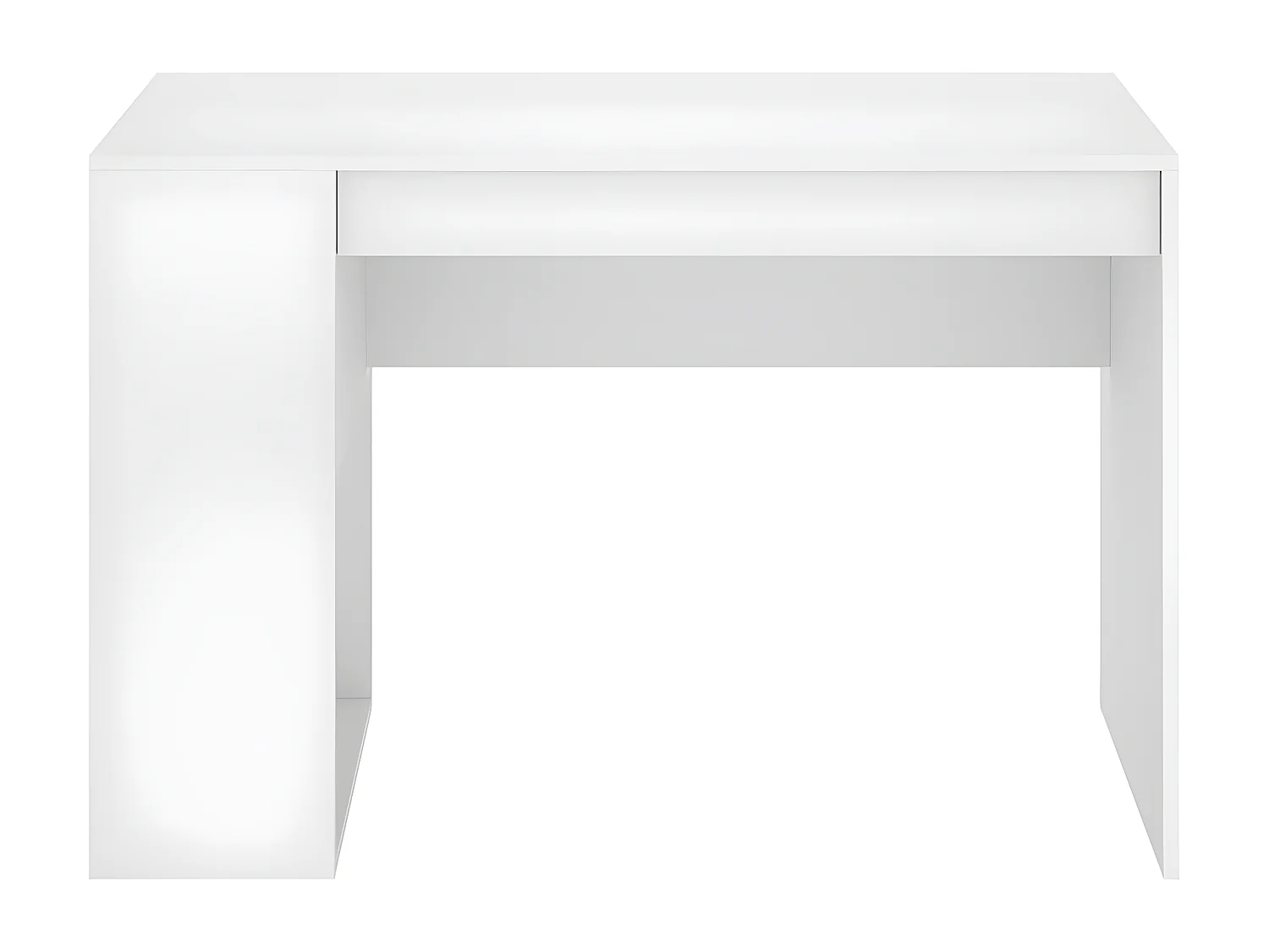 Meuble de bureau, table de bureau pour enfant en bois mélaminé avec 1 étagère et 1 tiroir coloris blanc - Longueur 115 x Profondeur 50 x Hauteur 74 cm