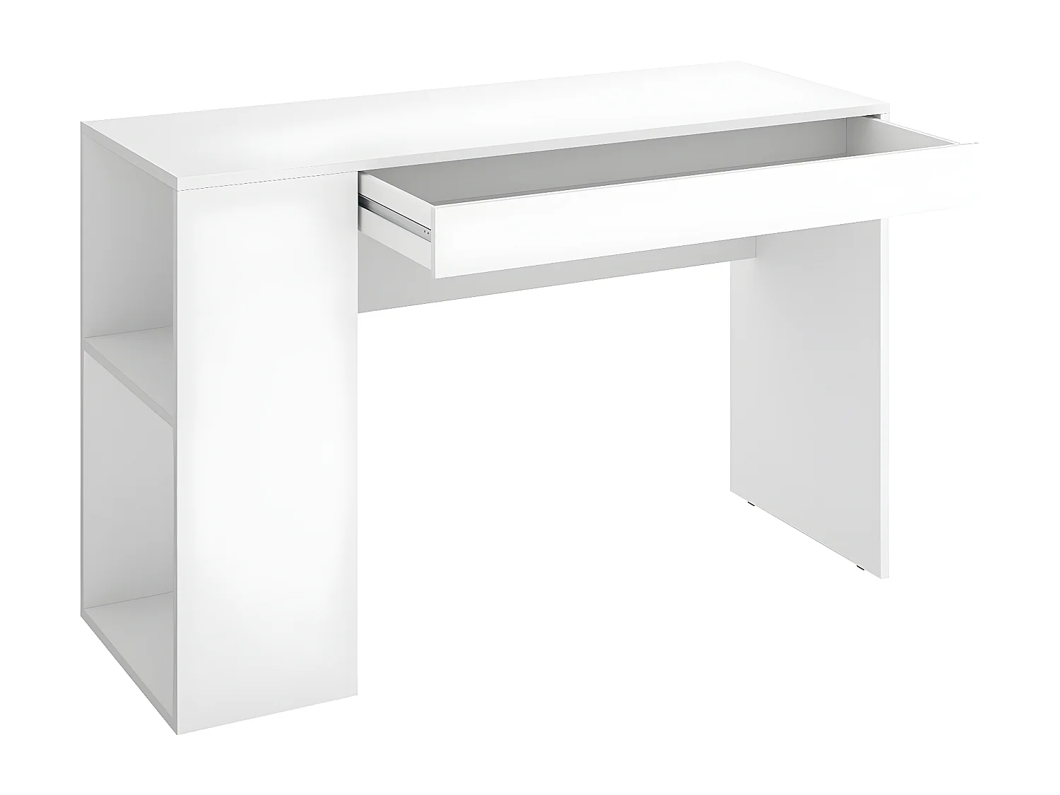 Meuble de bureau, table de bureau pour enfant en bois mélaminé avec 1 étagère et 1 tiroir coloris blanc - Longueur 115 x Profondeur 50 x Hauteur 74 cm