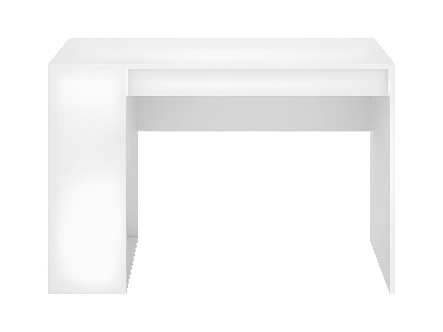 Meuble de bureau, table de bureau pour enfant en bois mélaminé avec 1 étagère et 1 tiroir coloris blanc - Longueur 115 x Profondeur 50 x Hauteur 74 cm