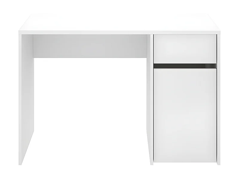 Meuble de bureau, table de bureau en bois mélaminé avec 1 tiroir et 1 porte coloris blanc  - Longueur 110 x Profondeur 50 x Hauteur 74 cm