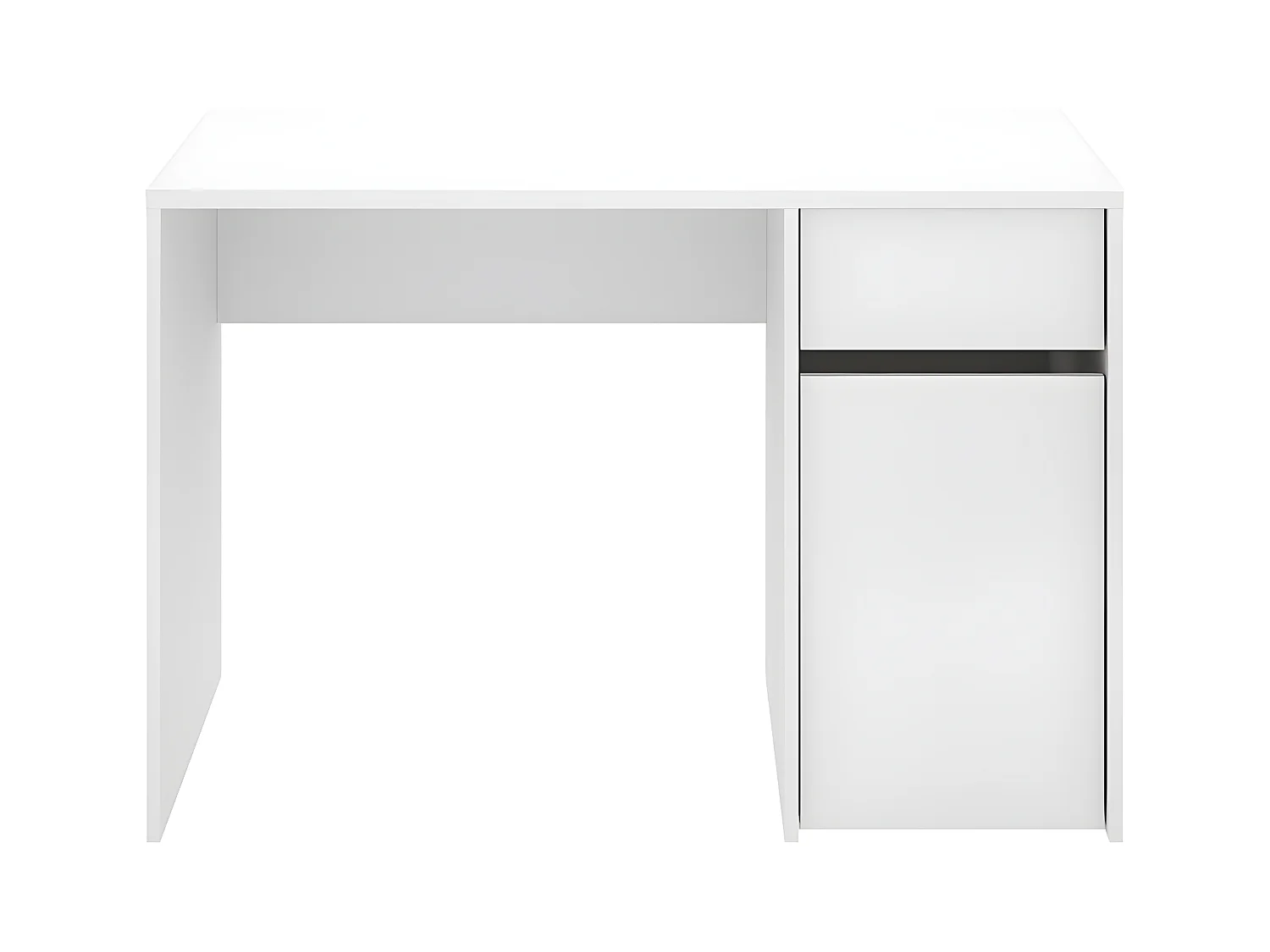 Meuble de bureau, table de bureau en bois mélaminé avec 1 tiroir et 1 porte coloris blanc  - Longueur 110 x Profondeur 50 x Hauteur 74 cm