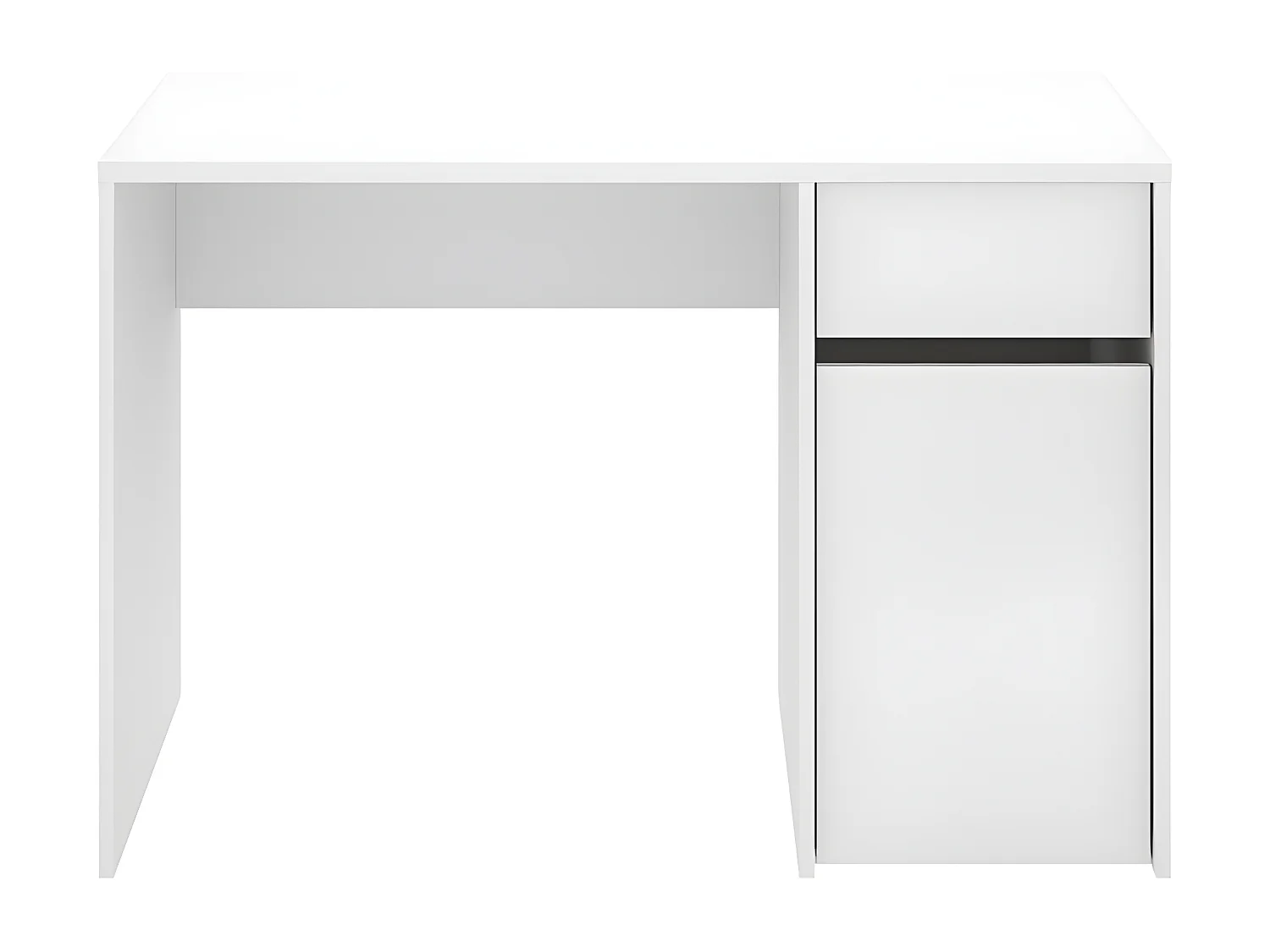 Meuble de bureau, table de bureau en bois mélaminé avec 1 tiroir et 1 porte coloris blanc  - Longueur 110 x Profondeur 50 x Hauteur 74 cm