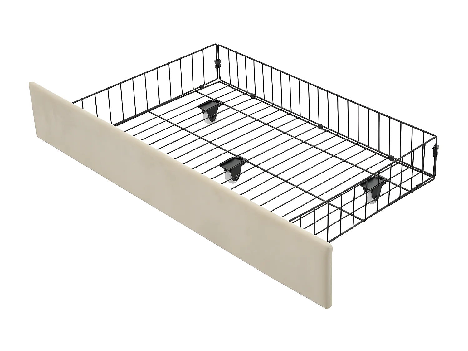 Polsterbett, Schlafsofa, Bettgestell mit USB Typ C-Ladegerät und 2 Schubladen, 90x200 cm, beigefarbener Samtstoff (ohne Matratze)