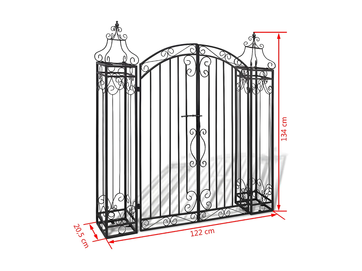Portillon ornemental de jardin Fer forgé 122 x 20,5x134