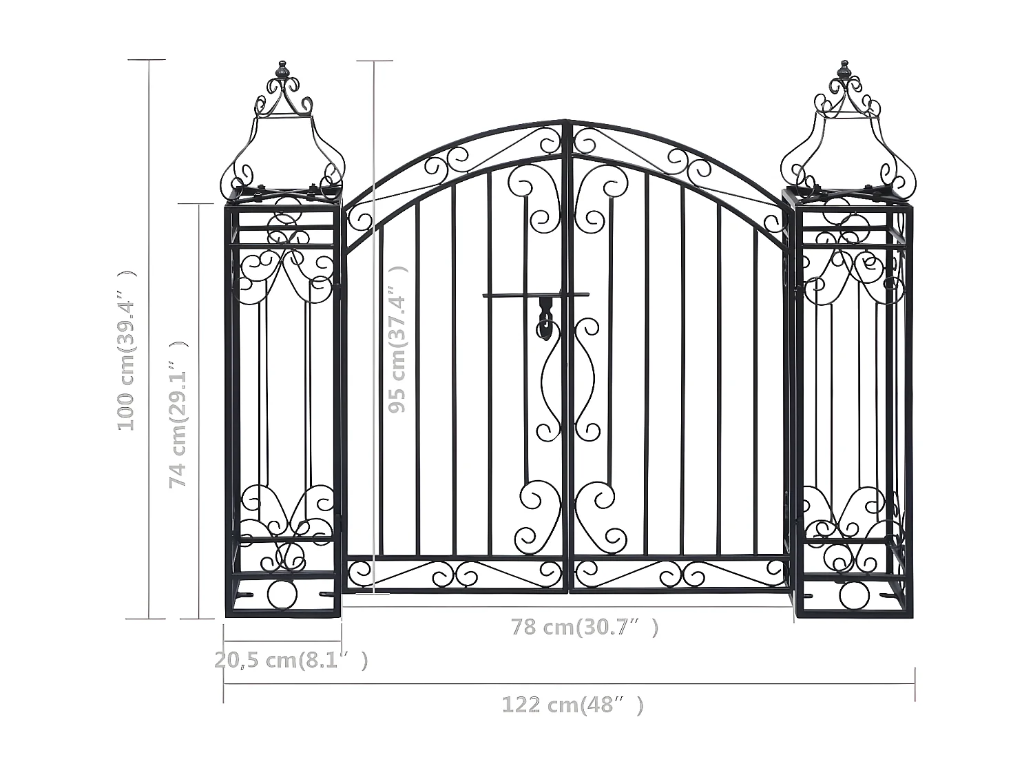 Portillon ornemental de jardin Fer forgé 122x20,5x100