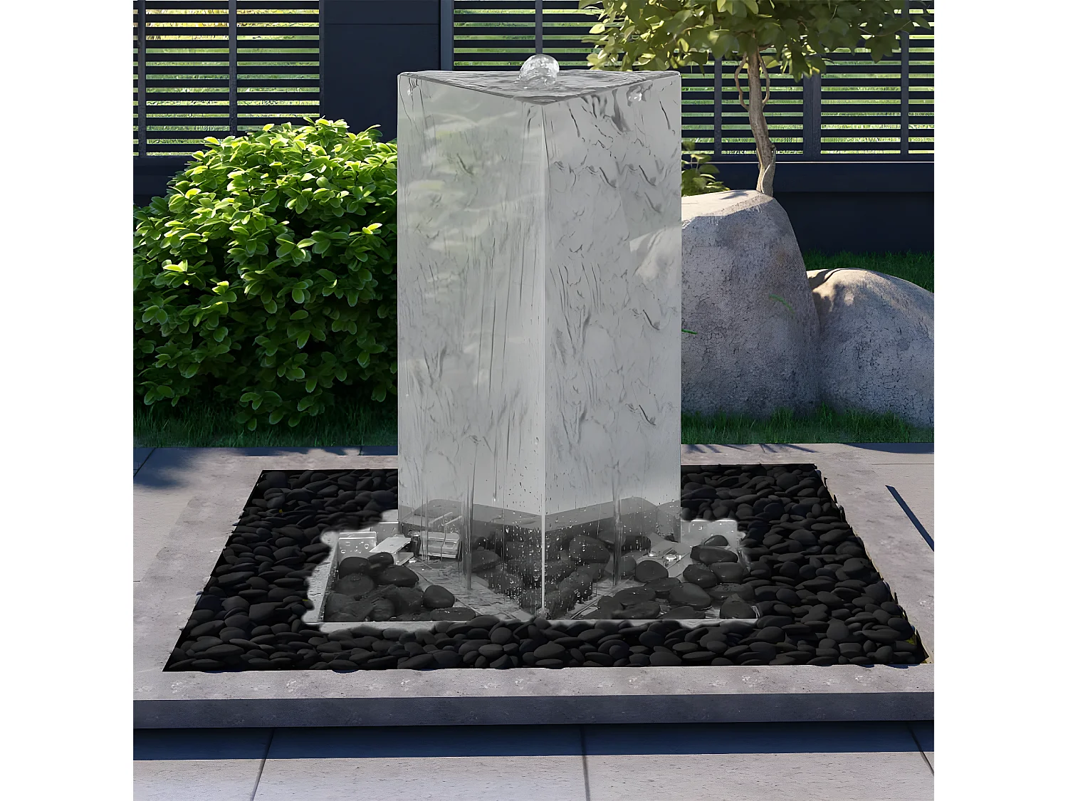 Fontaine de jardin et pompe Acier inoxydable 76cm Triangulaire
