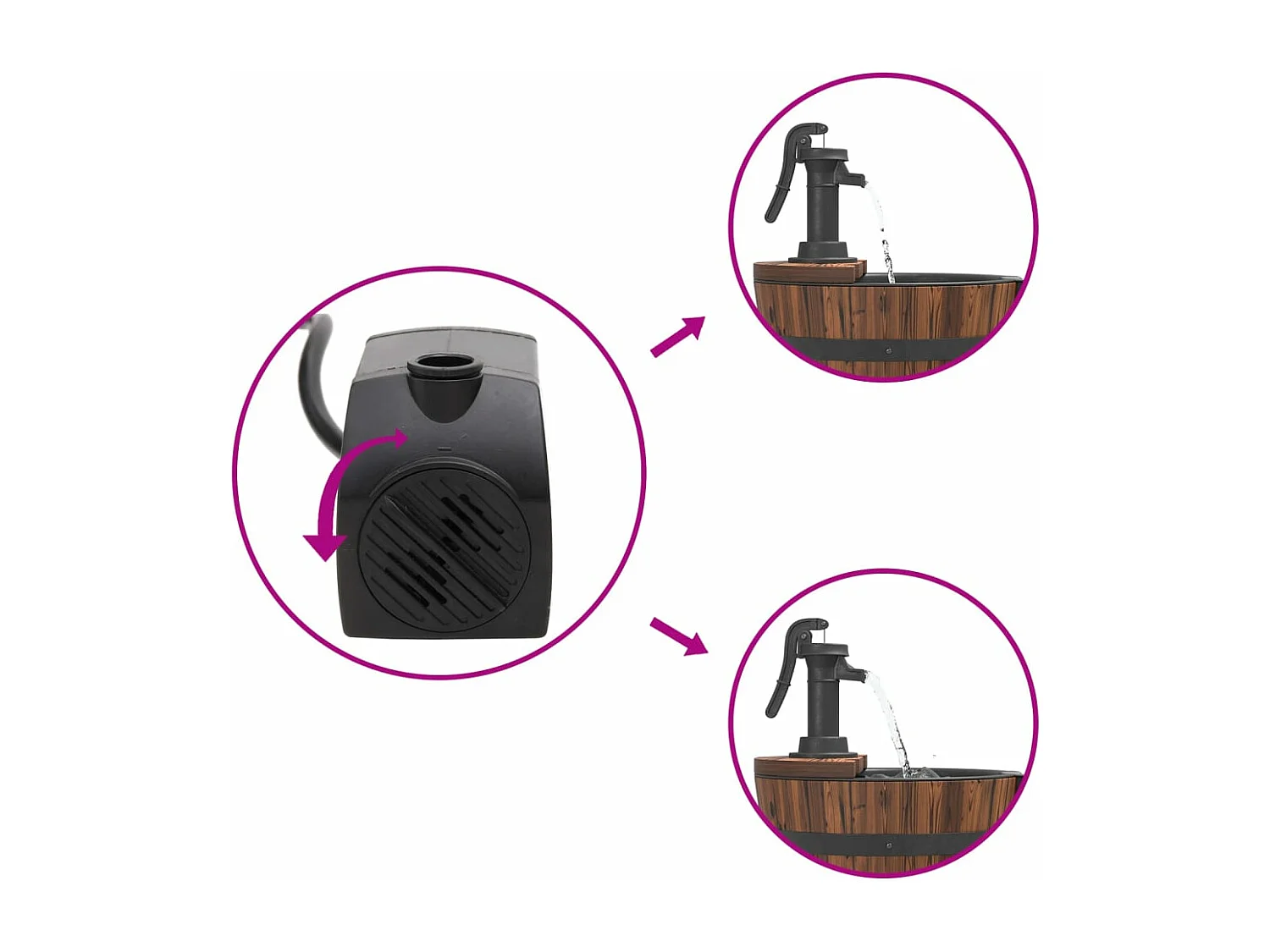 Fontaine à eau avec pompe 60x60x94 Bois de sapin massif