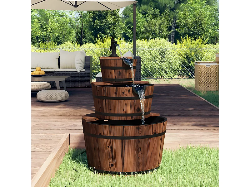 Fontaine à eau avec pompe 60x60x94 Bois de sapin massif